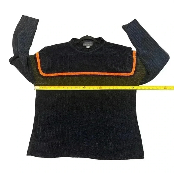 Croft & Barrow Crew Sweater Chenille Blue Brown Orange Striped Men’s Size XLT - Picture 4 of 6